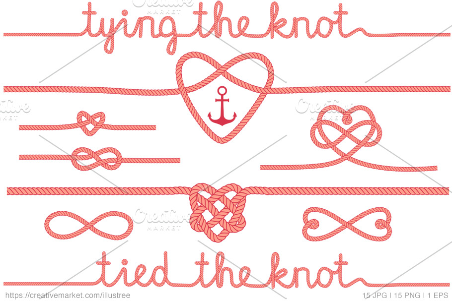 Tying the knot, coral vector set