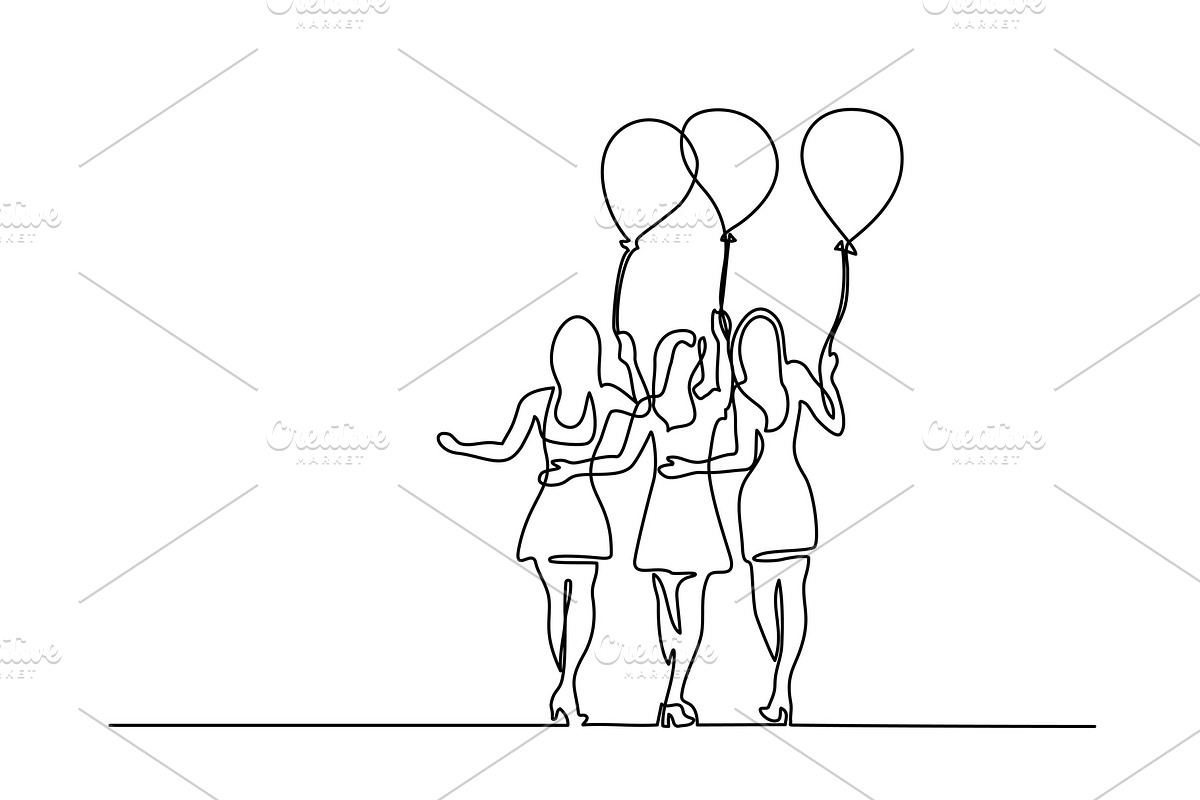Young women with air balloons in Illustrations - product preview 8