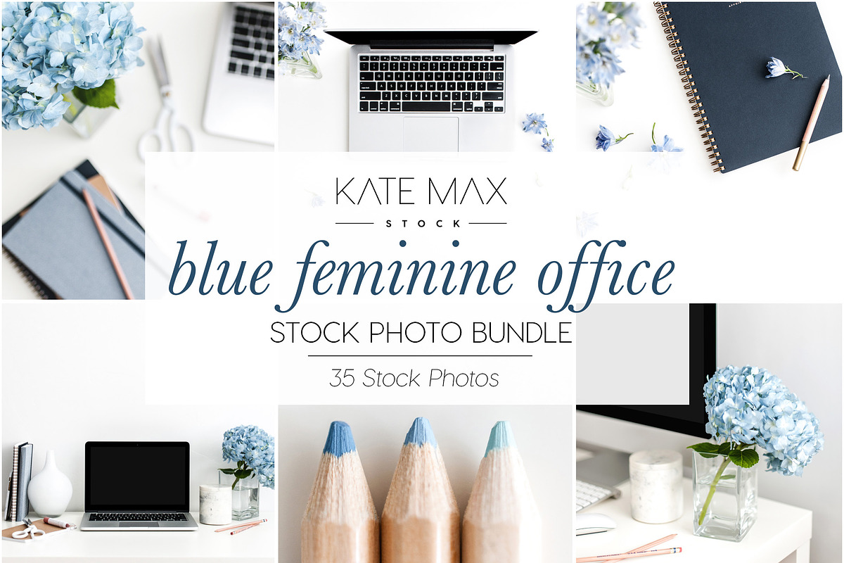 Blue Feminine Office Stock Bundle  in Mobile & Web Mockups - product preview 8