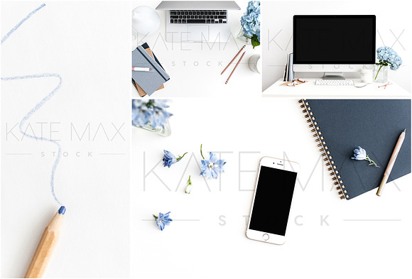 Blue Feminine Office Stock Bundle  in Mobile & Web Mockups - product preview 1