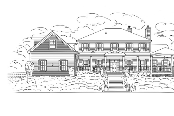 Black Line Drawing of House