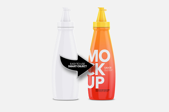 Sauce Bottle Mockup - Glossy in Product Mockups - product preview 3