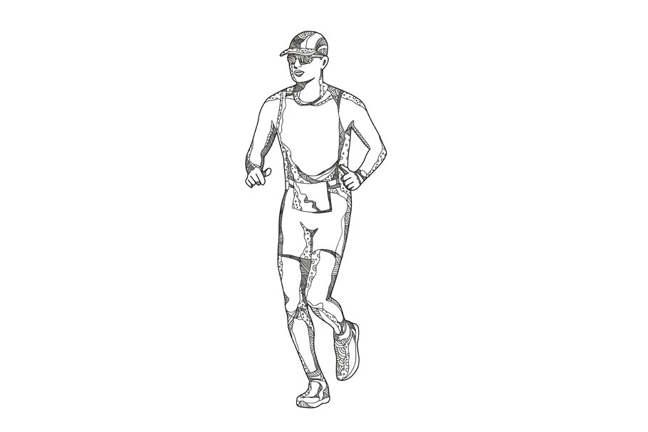 Marathon Running Doodle Art