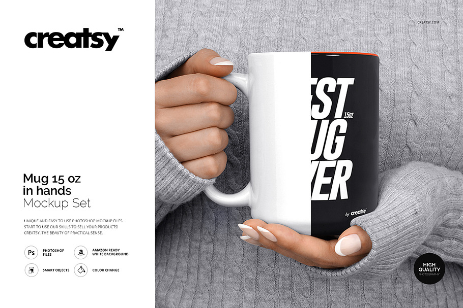 Mug Mockup 15 oz In Woman Hands in Product Mockups - product preview 8
