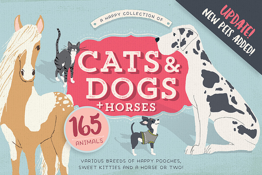 Cats, Dog breeds & Horses: 165 pets in Illustrations - product preview 8