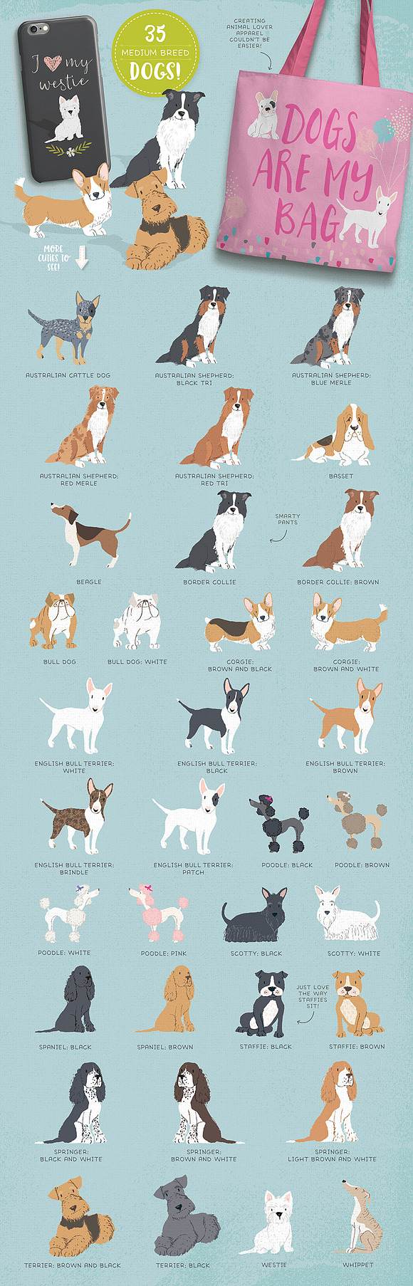 Cats, Dog breeds & Horses: 165 pets in Illustrations - product preview 4