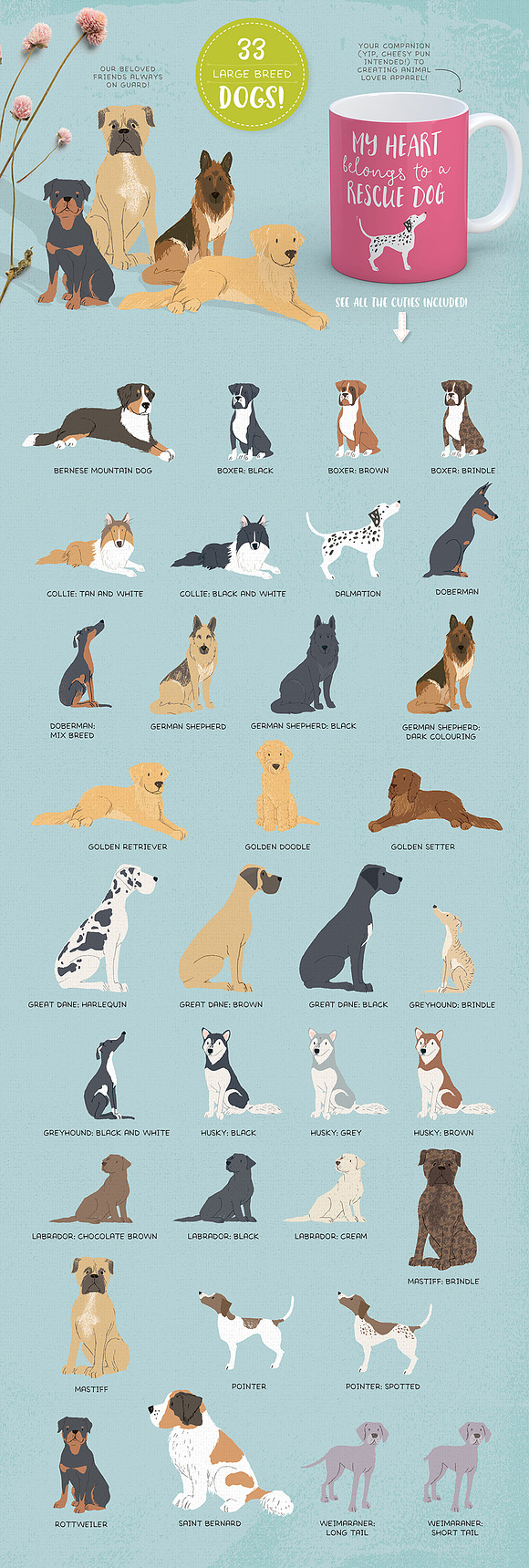 Cats, Dog breeds & Horses: 165 pets in Illustrations - product preview 5