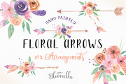 Floral Arrows Watercolor Clipart