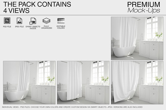 Bath Curtain Mockup Pack in Product Mockups - product preview 1