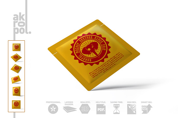Square Pouch Sachet Mock-Up in Product Mockups - product preview 2