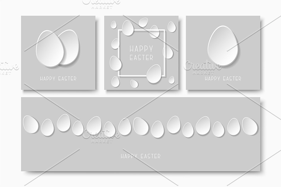Greeting Easter paper origami cards. in Postcard Templates - product preview 8