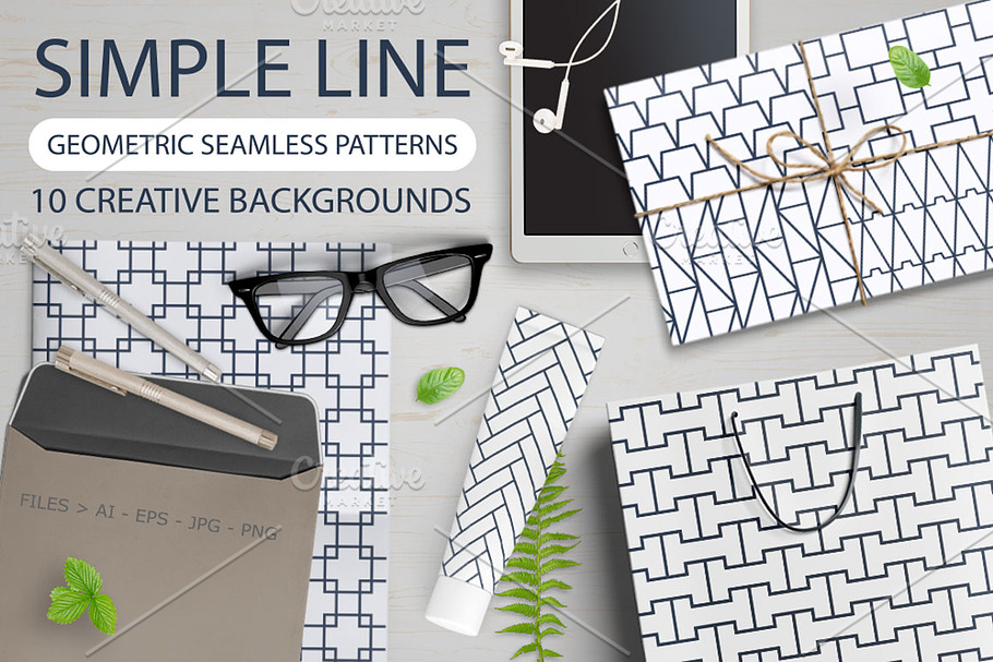Vector seamless geometric patterns in Patterns - product preview 8