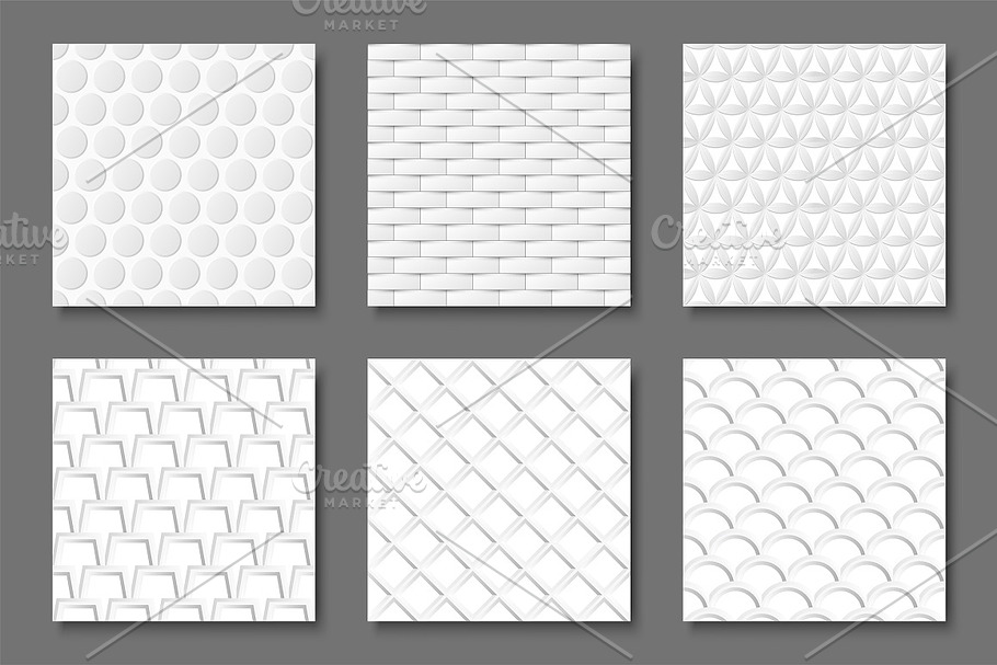 Seamless white geometric textures in Patterns - product preview 8