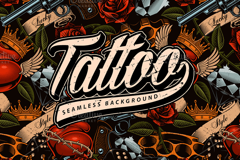 Tattoo seamless background in Patterns - product preview 8