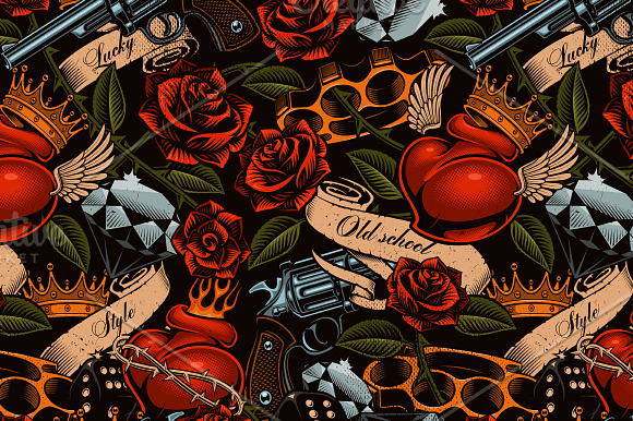 Tattoo seamless background in Patterns - product preview 1