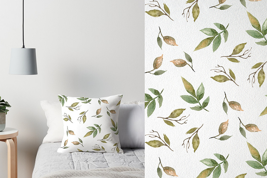 Watercolor branches pattern in Patterns - product preview 8