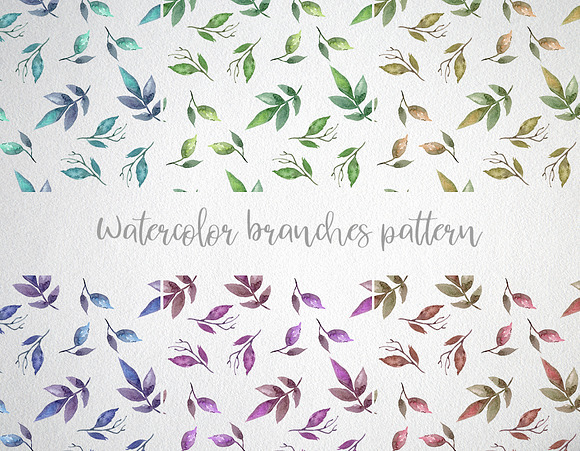 Watercolor branches pattern in Patterns - product preview 1