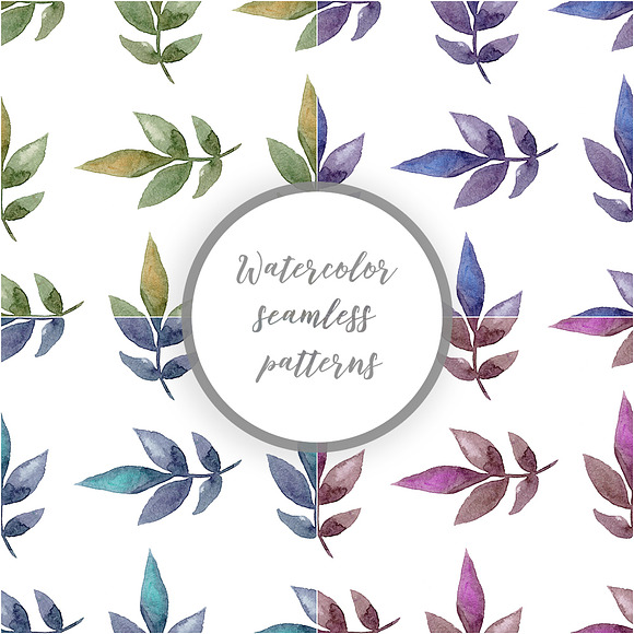 Watercolor branches pattern in Patterns - product preview 2