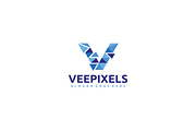 V Letter-Pixels Logo