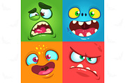 Cartoon monster faces (vector)