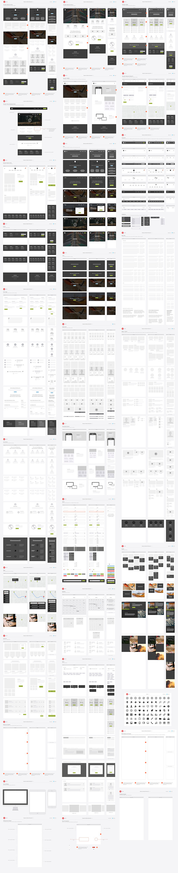 Responsive Website Wireframe Kit in Wireframe Kits - product preview 3