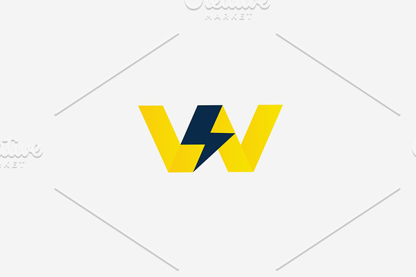Letter W Logo, Bolt + W Symbol