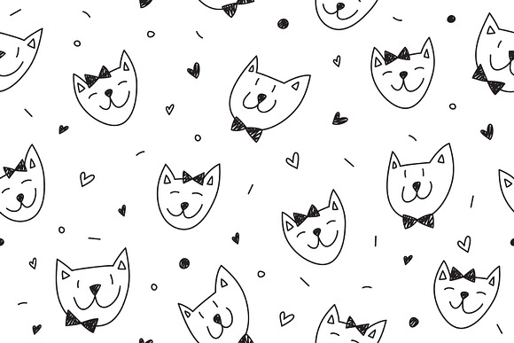 Cute cats: 2 patterns + 2 cards in Textures - product preview 2