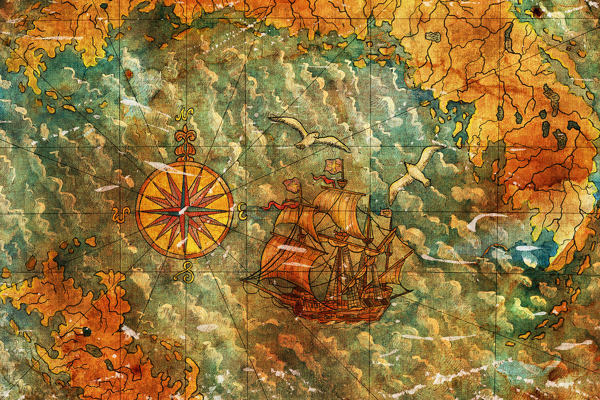 Old map of pirate treasures in Illustrations - product preview 8