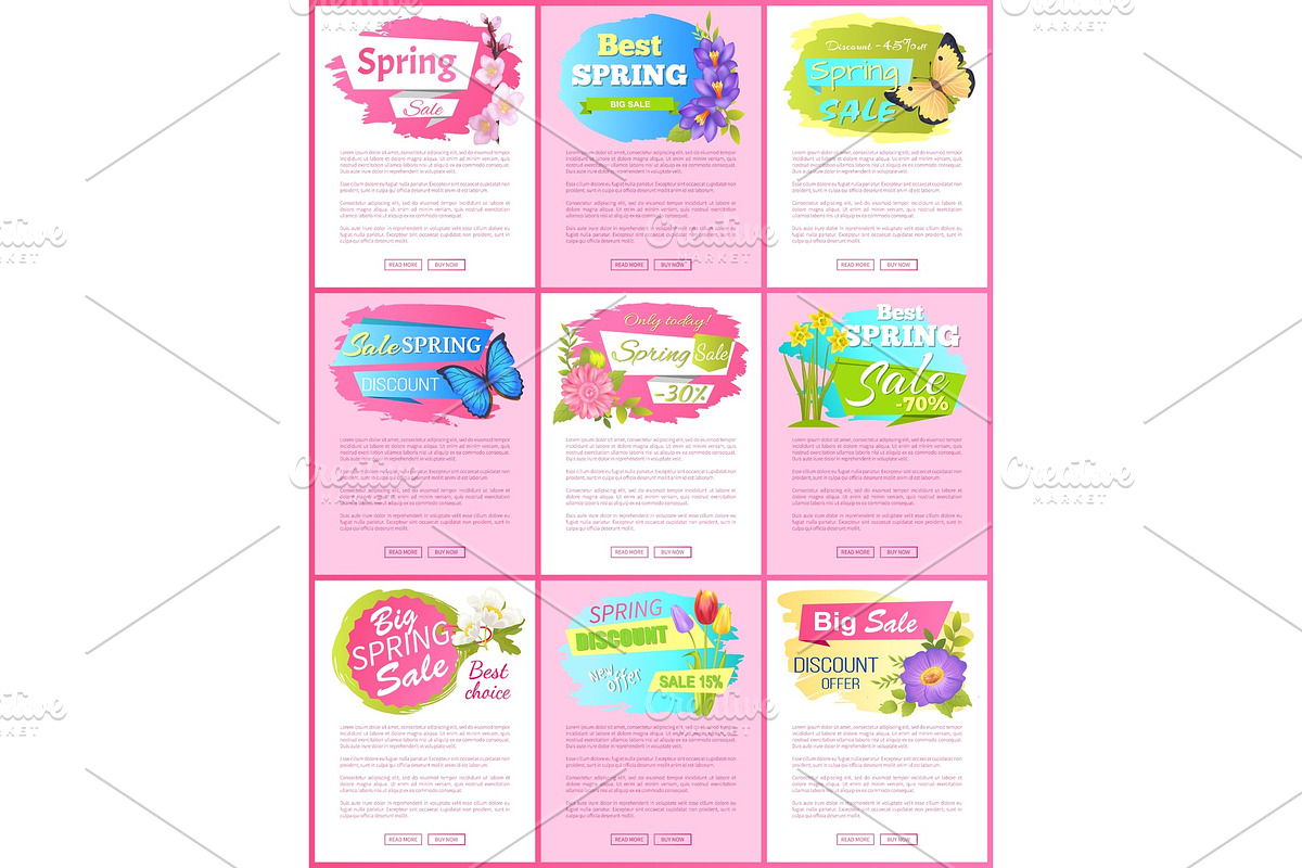 Springtime Blooming Promo Emblems on Landing Pages in Illustrations - product preview 8