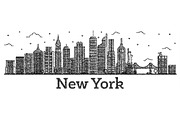 Engraved New York USA City Skyline 