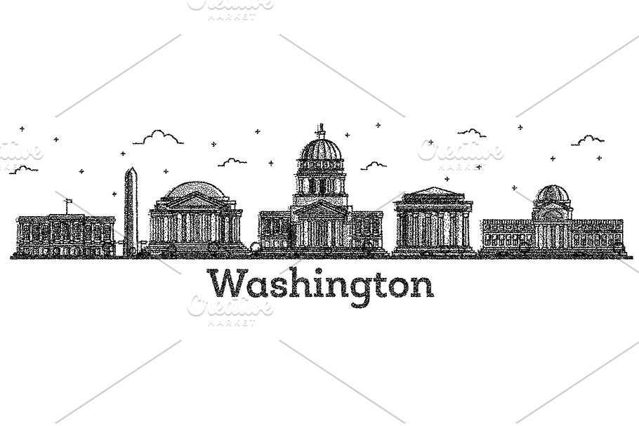 Engraved Washington DC USA City  in Illustrations - product preview 8