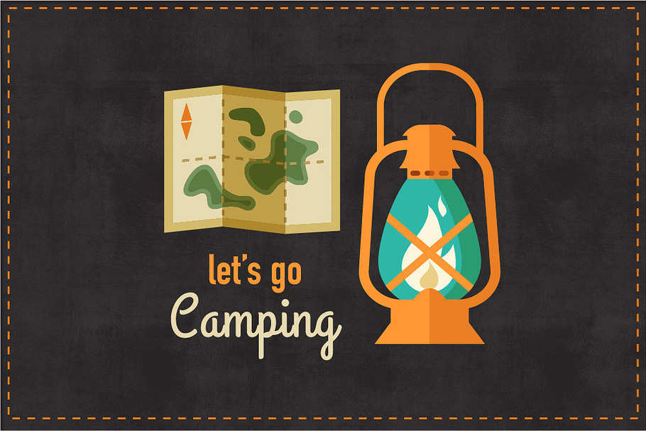 Camping & Hiking flat icon set
