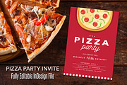 Red Pizza Party Celebration Invite