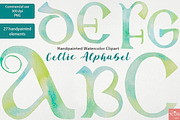 Watercolor Clipart Celtic Alphabet  