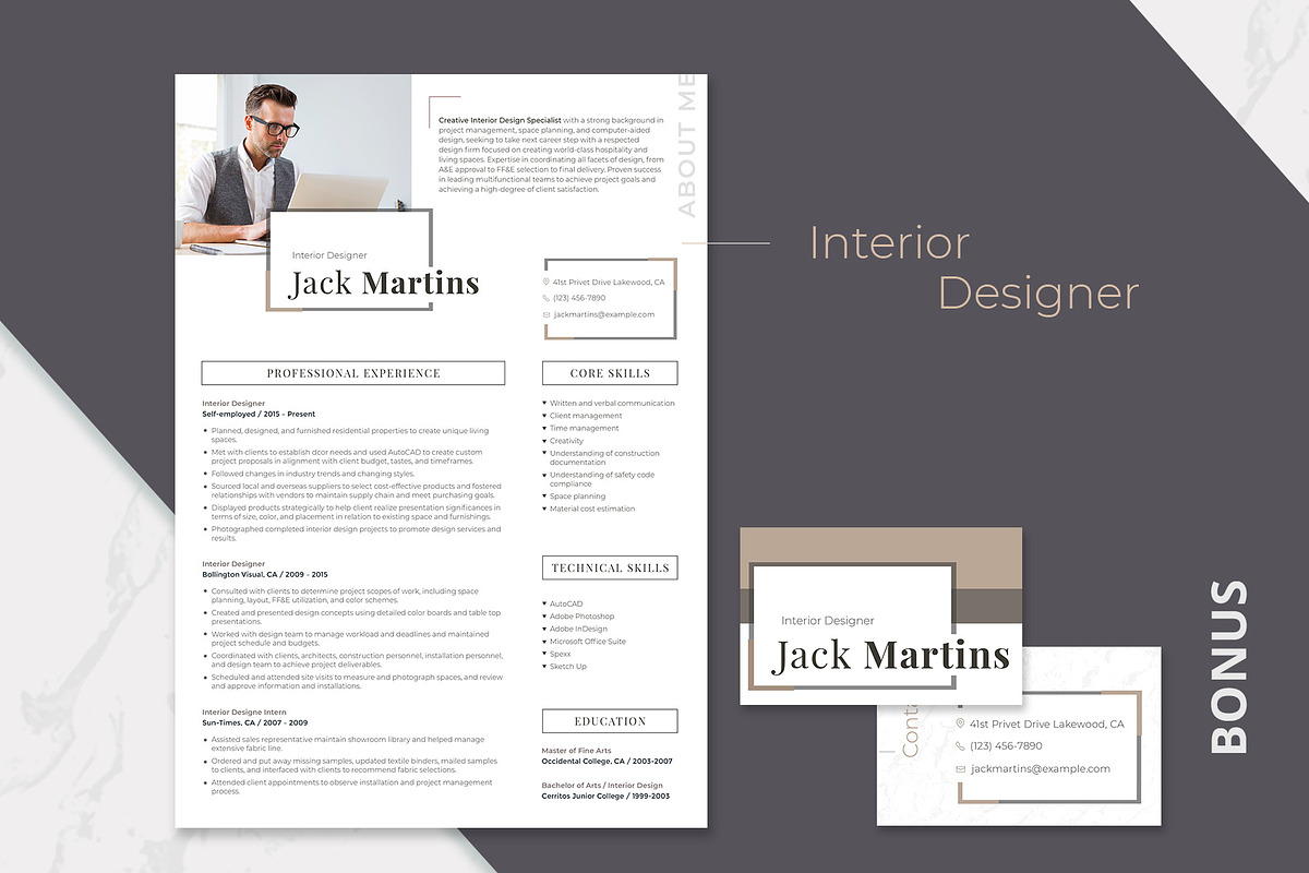 Easy-to-Edit Resume: Interior Design in Resume Templates - product preview 8