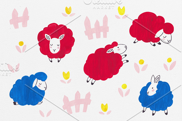 Frisky Sheeps Patterns and Cliparts in Illustrations - product preview 2