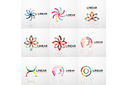 Abstract line geometric line business icons flowers