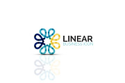 Abstract flower or star, linear thin line icon. Minimalistic business geometric shape symbol created with line segments