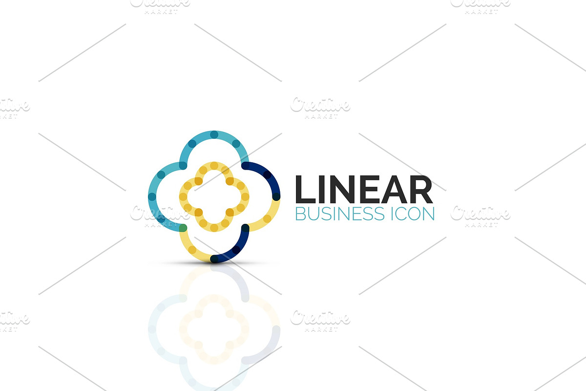 Abstract flower or star, linear thin line icon. Minimalistic business geometric shape symbol created with line segments in Illustrations - product preview 8