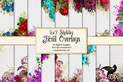 5x7 Shabby Floral Overlays
