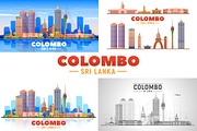Colombo Sri Lanka vector skyline