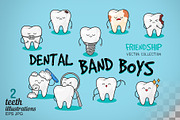 Happy teeth set. Dental print