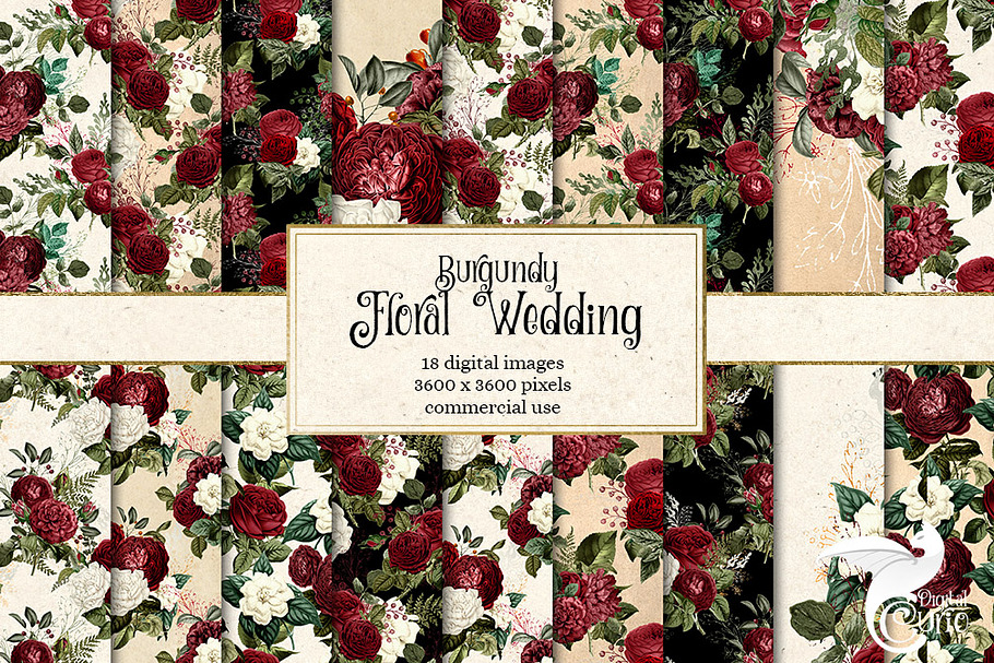 Burgundy Floral Wedding Backgrounds