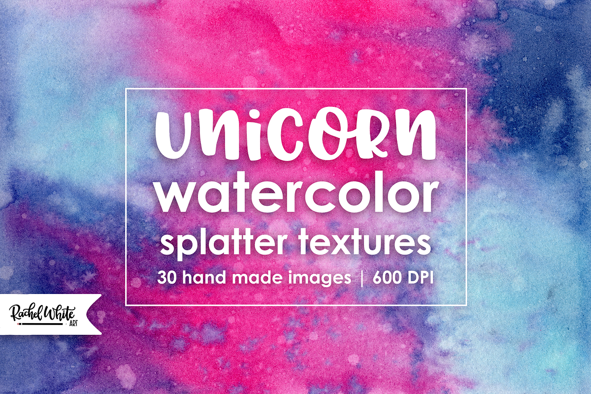 Unicorn Watercolor Splatter Textures in Textures - product preview 8