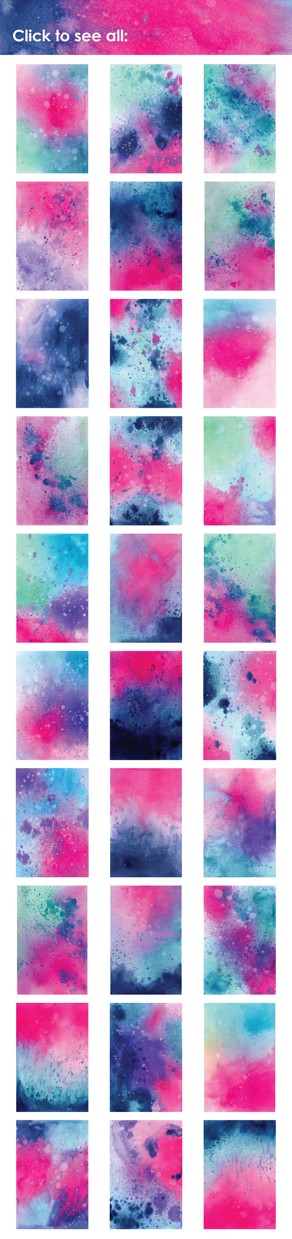 Unicorn Watercolor Splatter Textures in Textures - product preview 1