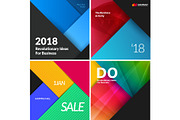 Set of material design abstract templates. Creative modern business background with colourful triangles
