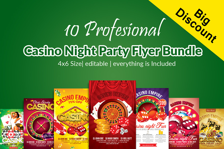 10 Casino Night Flyers Bundle