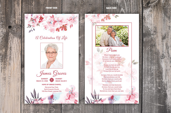 Flower Funeral Prayer Card Template in Card Templates - product preview 1