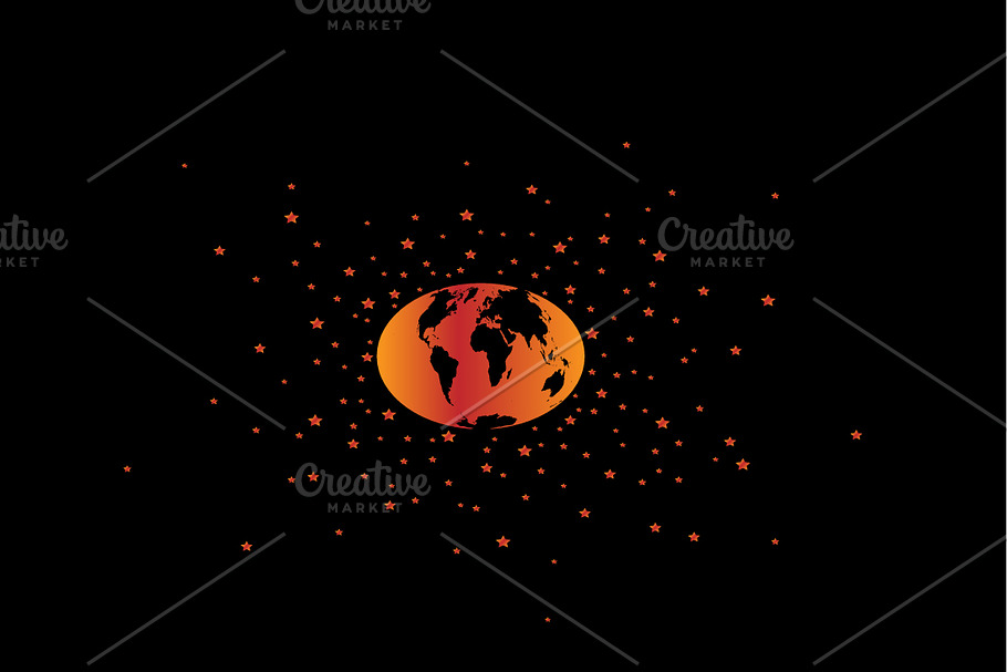 World map planet neon orange color 
