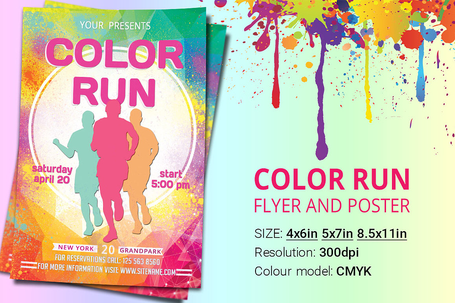 Color Run Flyer And Poster in Flyer Templates - product preview 8